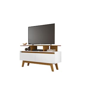 Rack Rubi 1.2 Cinamomo/Branco - Bechara Móveis