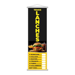 Banner Temos Lanches Xis Hamburguer Comida Preço 100x30cm
