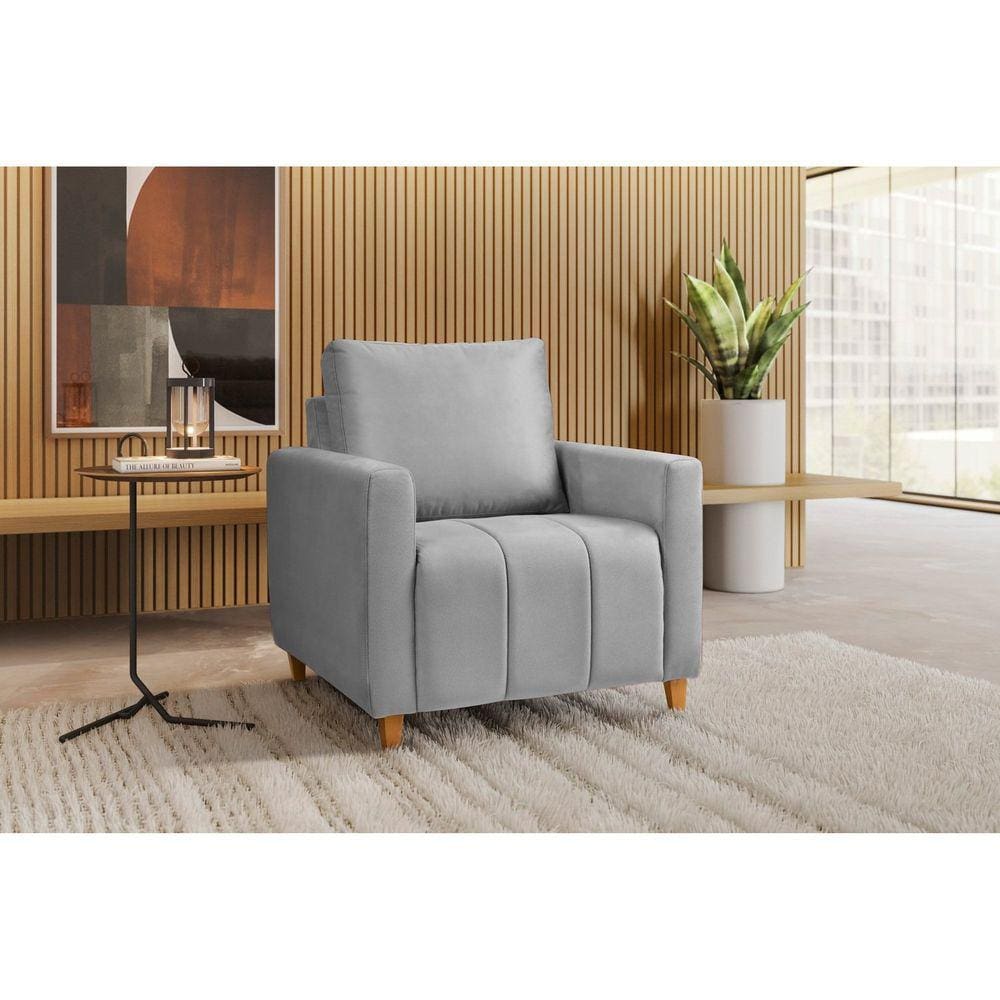 Poltrona em Veludo Amelie Yescasa Cinza