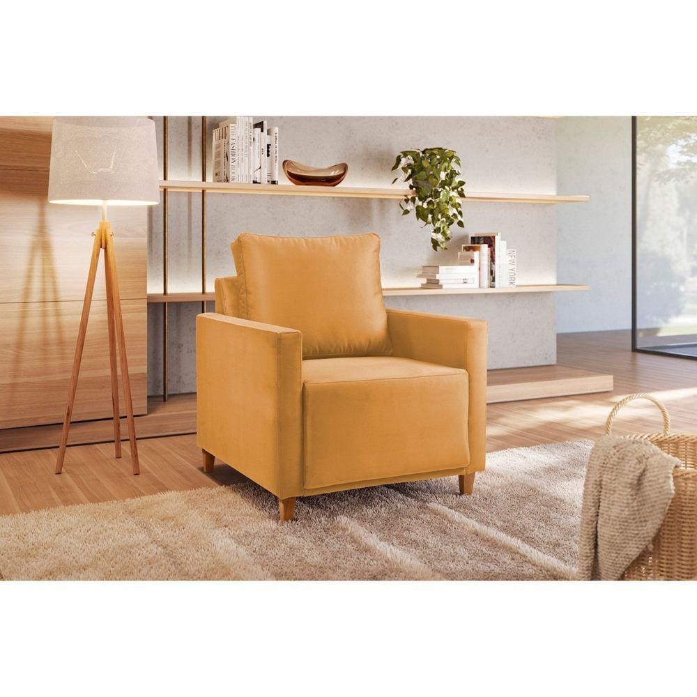 Poltrona em Veludo Angela Yescasa Amarelo