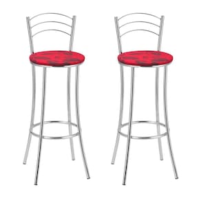Kit 2 Banquetas Cromadas Bc26-a E502 Cromado/Vermelho