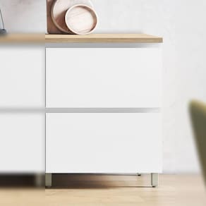 Balcão 1 Porta Basculante 1 Gaveta 70cm 100% MDF Rainha Branco/Marrom