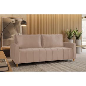 Sofá Amelie 3 Lugares em Suede Yescasa   Castor