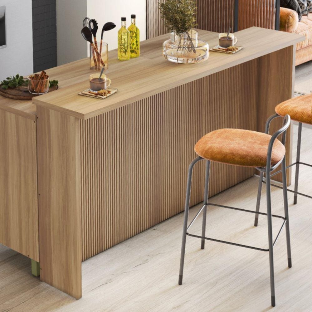 Painel Ilha Canelado 200cm 100% MDF Marrom