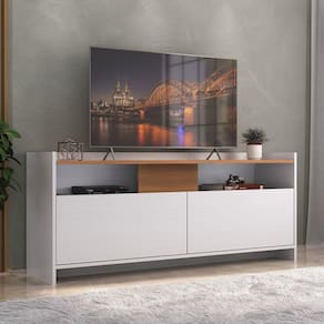 Rack para TV até 42 Polegadas 2 Portas 2 Nichos Branco/Nogal
