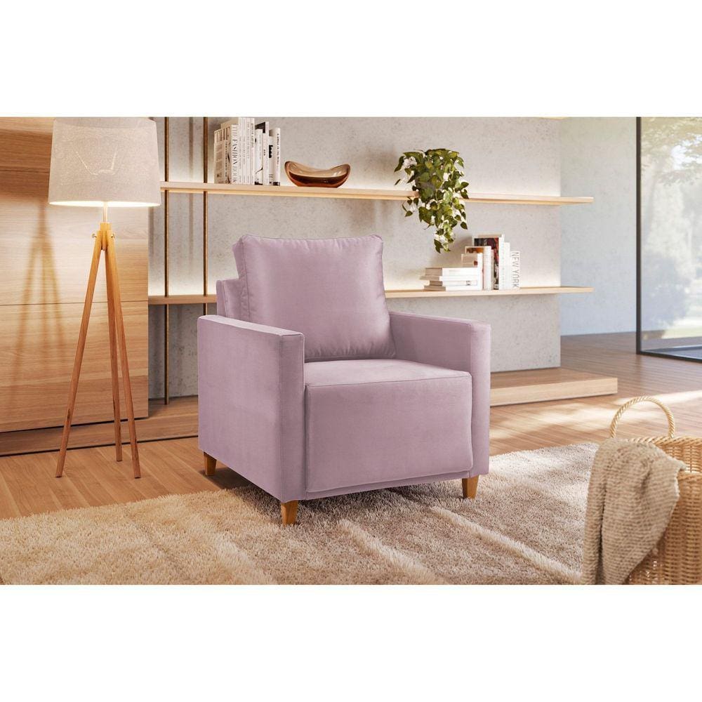 Poltrona em Veludo Angela Yescasa Rosa