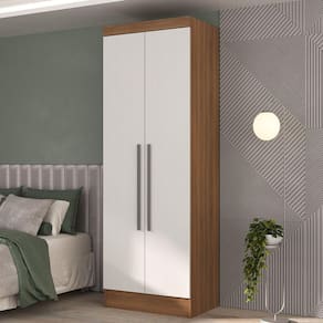 Módulo Roupeiro 2 Portas 2 Gavetas Internas Viena Nogal/Branco