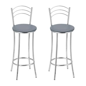 Kit 2 Banquetas Cromadas Bc26-b A144 Cromado/Cinza