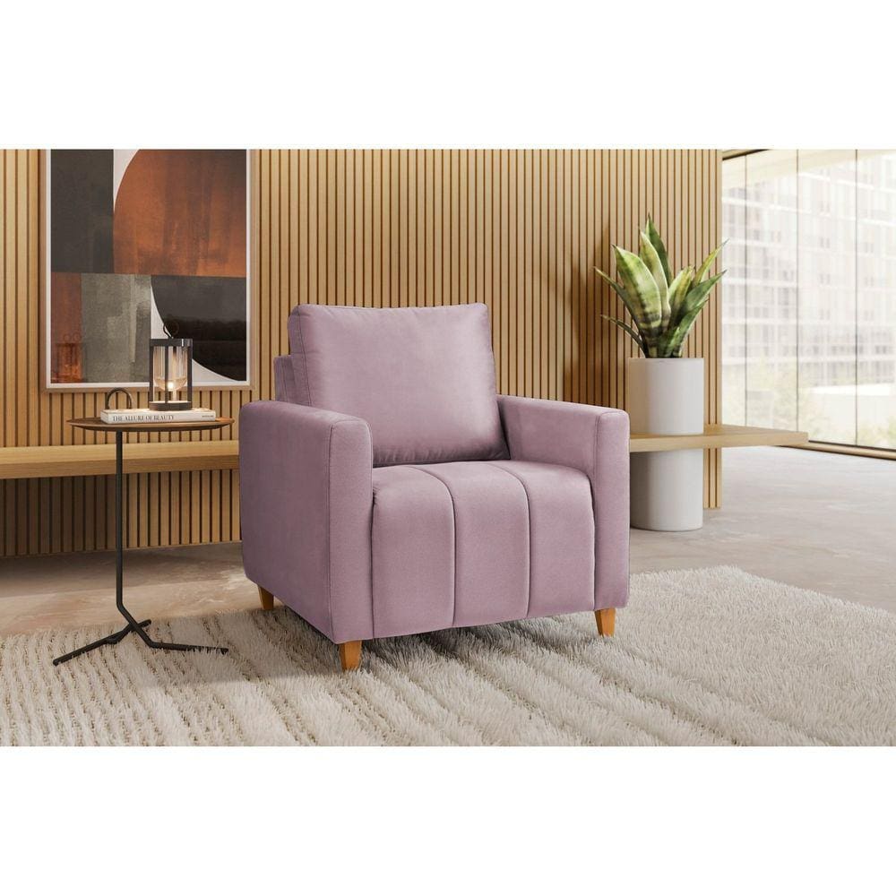 Poltrona em Veludo Amelie Yescasa Rosa