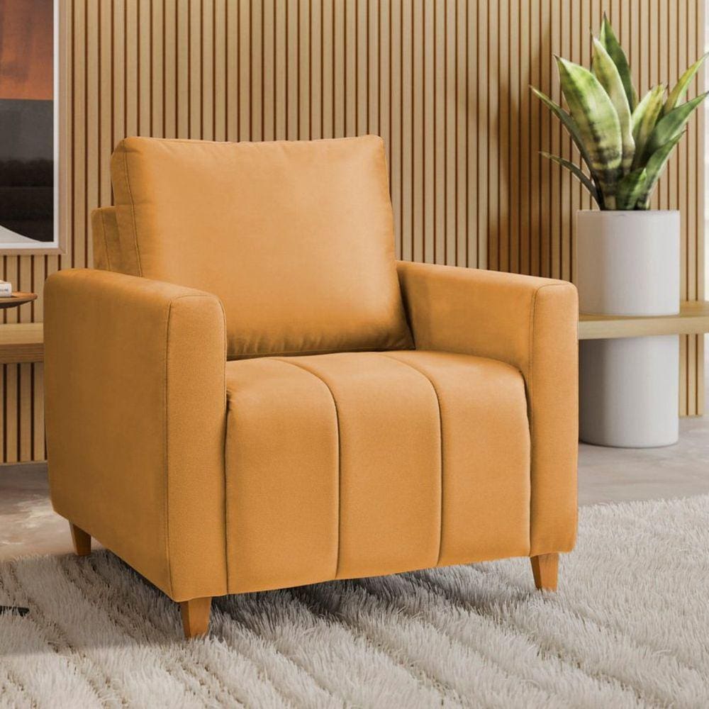 Poltrona em Veludo Amelie Yescasa Amarelo