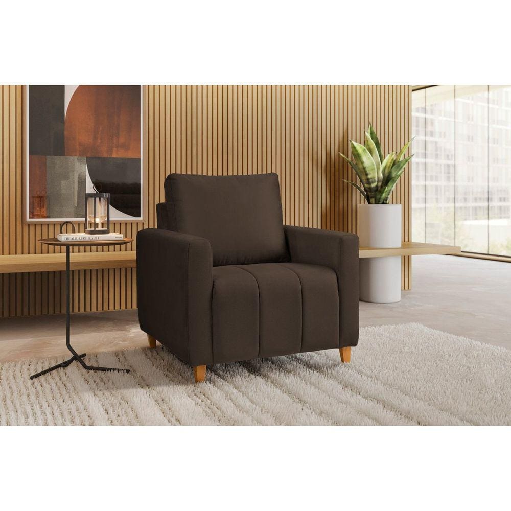 Poltrona em Suede Amelie Yescasa   Marrom