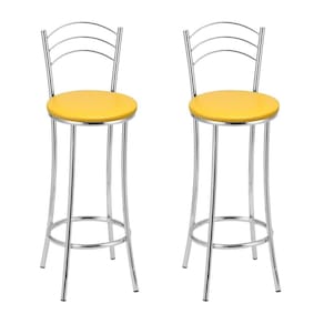 Kit 2 Banquetas Cromadas Bc26-b A105 Cromado/Amarelo
