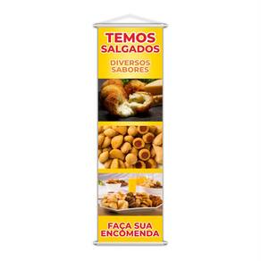 Banner Temos Salgados Diversos Sabores Encomenda 100x30cm