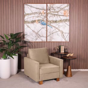 Poltrona Decorativa para Sala Veludo Plaza Marrom Claro - Straub Web