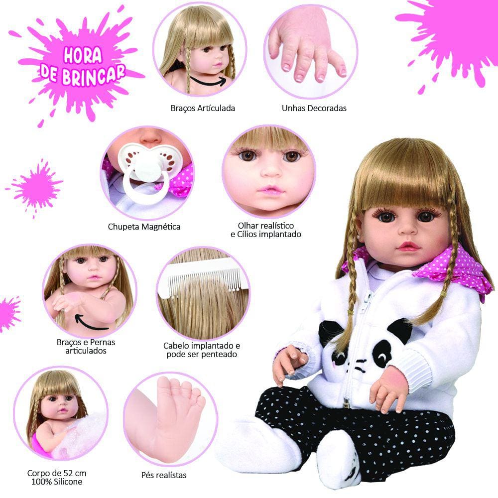 Boneca Reborn Baby Princesa Julia 100% Silicone + Acessórios