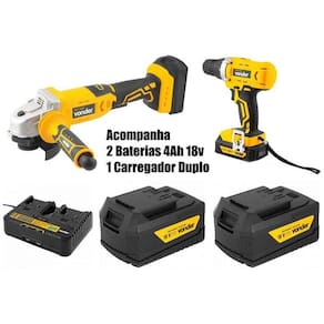 Esmerilhadeira Iev 1808 + Parafusadeira + 2 Baterias Vonder