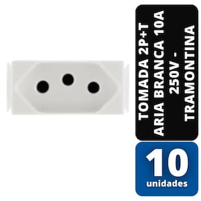 KIT C/ 10 Tomada 2P+T Aria Branca 10A 250V - TRAMONTINA