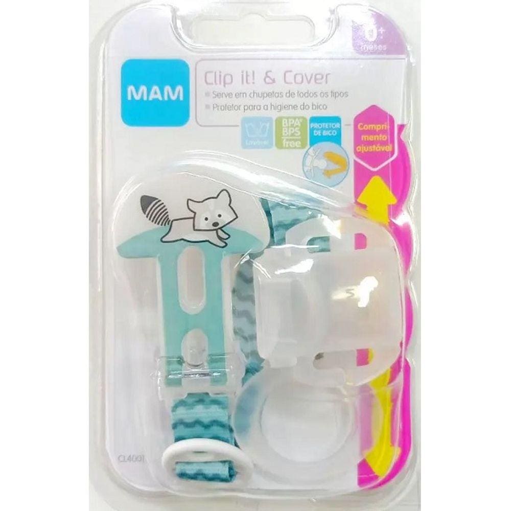 Prendedor de Chupeta com Protetor P/ Bico CLIP IT e Cover MAM