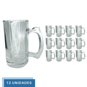 12 Caneca Restaurante Vidro Grosso Chopp Cerveja 380ML