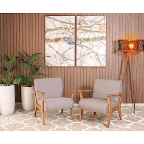 Conjunto 2 Poltronas Estofadas para Sala em Madeira Maciça Cléo Cinza Escuro - Straub Web