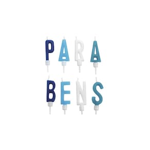 Vela de Aniversário Parabéns Azul - 8 velas