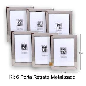 Kit 6 Porta Retrato Metalizado Luxo 15x20 Moldura de Fotos