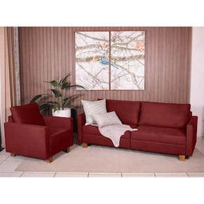 Conjunto Sofá 2,00 2 Lugares e Poltrona Plaza Bordô - Straub Web