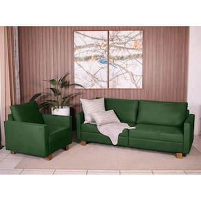 Conjunto Sofá 1,80 2 Lugares e Poltrona Plaza Verde - Straub Web