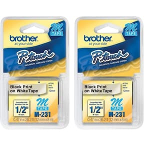 Kit 2 Fita Para Rotulador Brother M231 12MM Preto e Branco