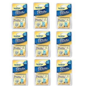 Kit 9 Fita Para Rotulador Brother M231 12MM Preto e Branco