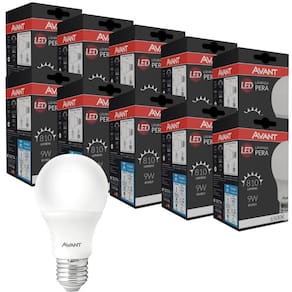 Kit 10 Lâmpadas Led Pêra 9W Bivolt Branco 6500K Branco 6500K