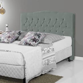 Cabeceira Estofada Camburiu 160Cm Veludo Cinza - Cor: Cinza