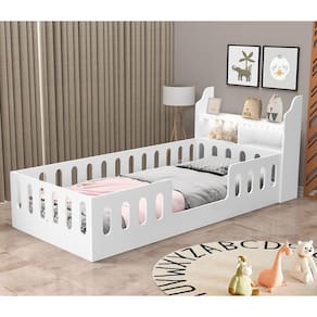 Cama De Criança Helo Solteiro Com Nicho E Led - Branca - Cor: Branco