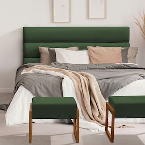 Cabeceira Estofada Sidney 195Cm Veludo Verde - Cor: Verde