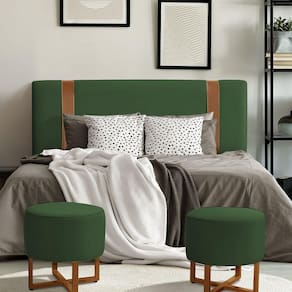 Cabeceira Zeus 160Cm Estofada Veludo Verde - Cor: Verde