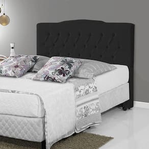 Cabeceira Estofada Camburiu 140Cm Veludo Preto - Cor: Preto