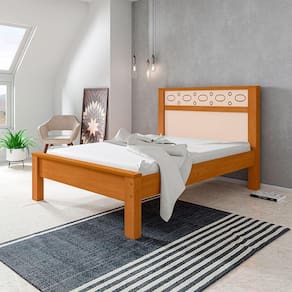 Cama Casal Em Mdf Las Vegas - Nature/Off White - Cor: Bege
