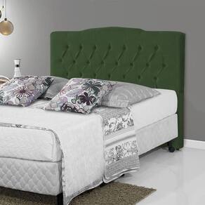 Cabeceira Estofada Camburiu 140Cm Veludo Verde - Cor: Verde