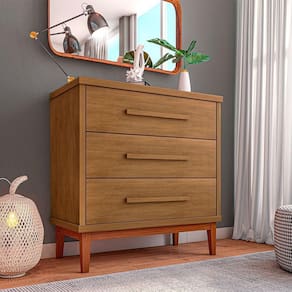 Cômoda Para Quarto 3 Gavetas Charlotte Amêndoa - Cor: Marrom