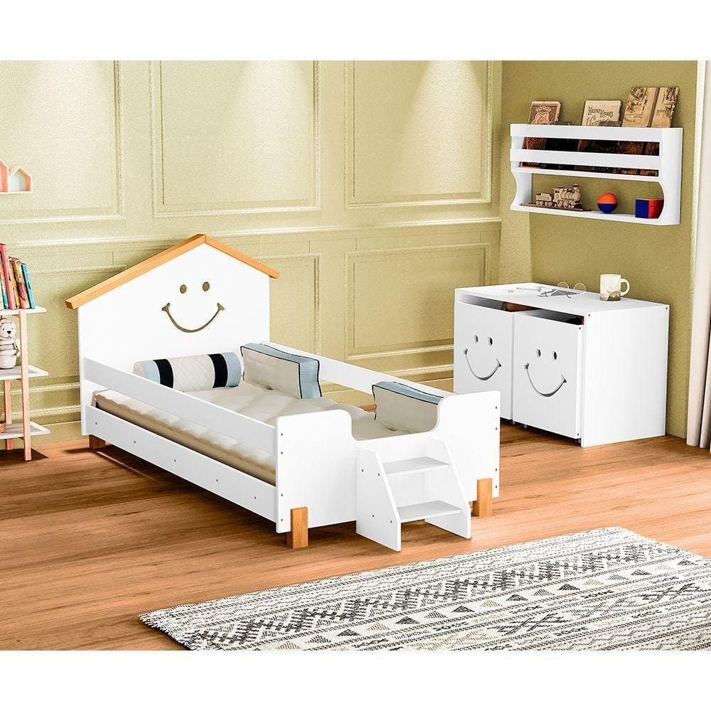 Cama Juvenil Smile Infantil Alegra - Branca E Mel Branco