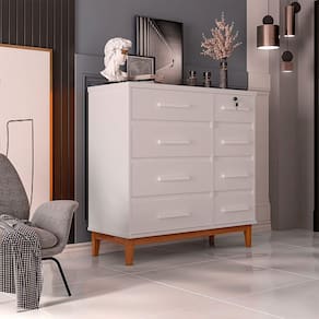 Cômoda Para Quarto 8 Gavetas Detroit Branco - Cor: Branco