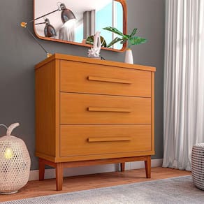 Cômoda Para Quarto 3 Gavetas Charlotte Nature - Cor: Marrom