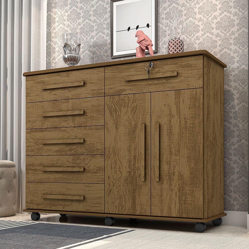 Cômoda 6 Gavetas E Sapateira Gran Luxo - Canela - Cor: Marrom