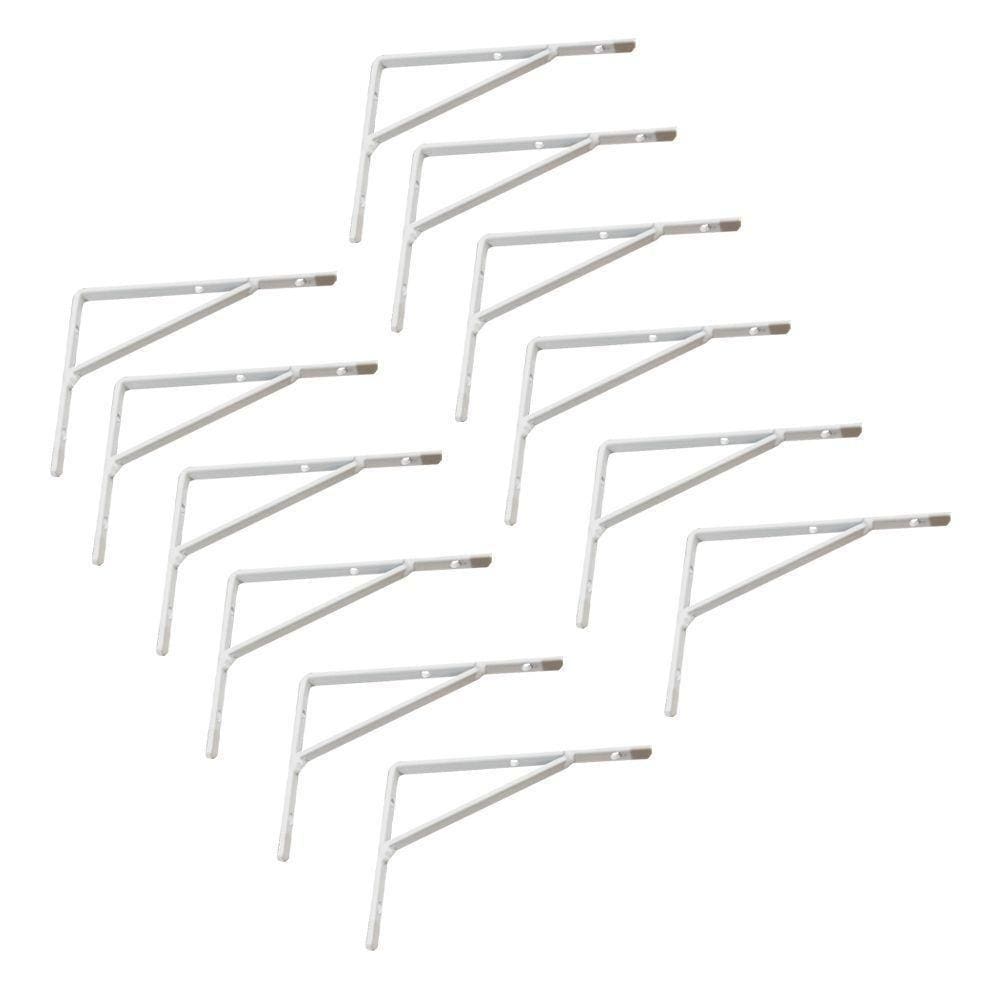 Kit Suporte Prateleira Com 12 Pçeas Em Aço Mão Francesa 15x20 Branco