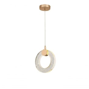 Pendente 20Cm E Cabo 1,5Mt Metal Dourado E Cristal Led 6W 3000K Bivolt Sindora Única Único