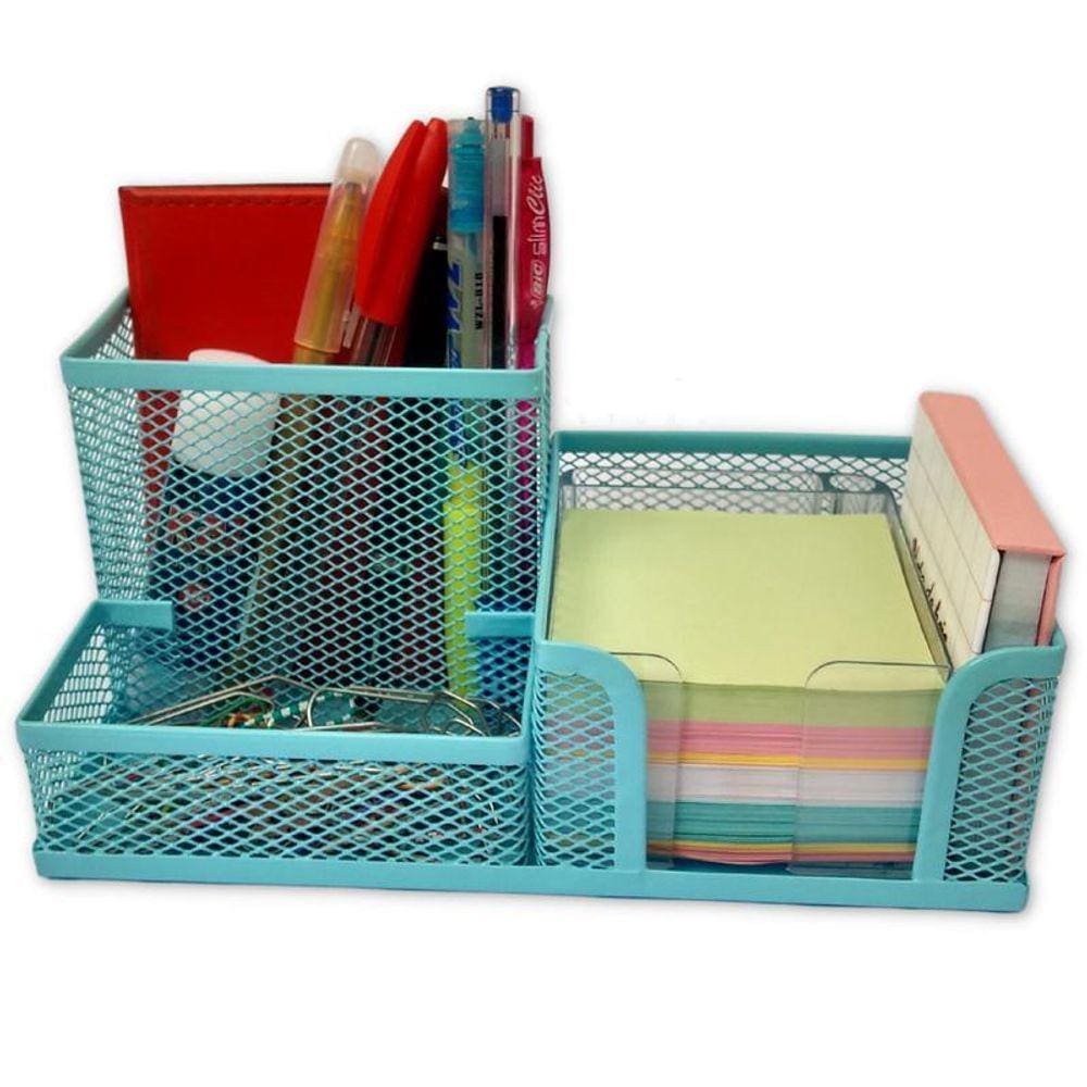 Kit Organizador Com 3 Partes Para Escritório Azul