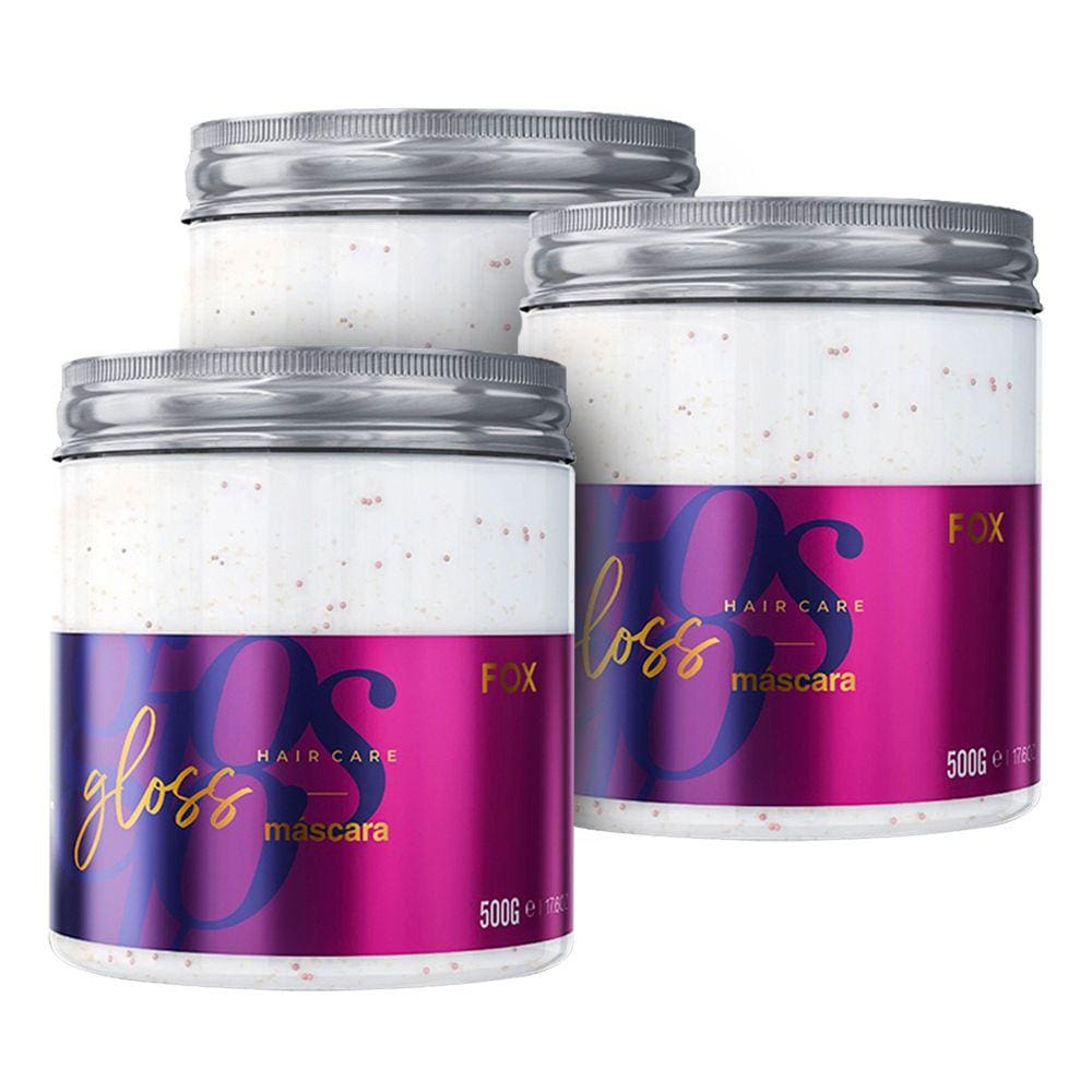 Kit 03 Máscara De Tratamento Hair Care Gloss Fox 500g