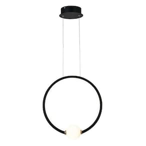 Pendente Redondo Preto com Globo 45cm Led 30W 4000K Bivolt
