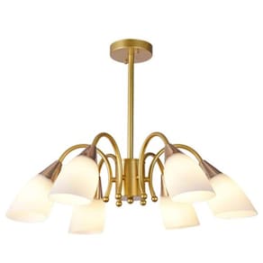 Pendente Dourado e Rose com Cúpulas Brancas 6E27 66cm