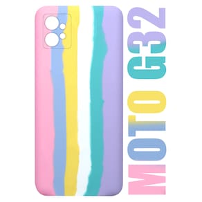 Capa case Capinha Aveludada Arco Iris Candy Compatível Moto G32 XT2235 6.5 + Película De Privacidade - Cell In Power25